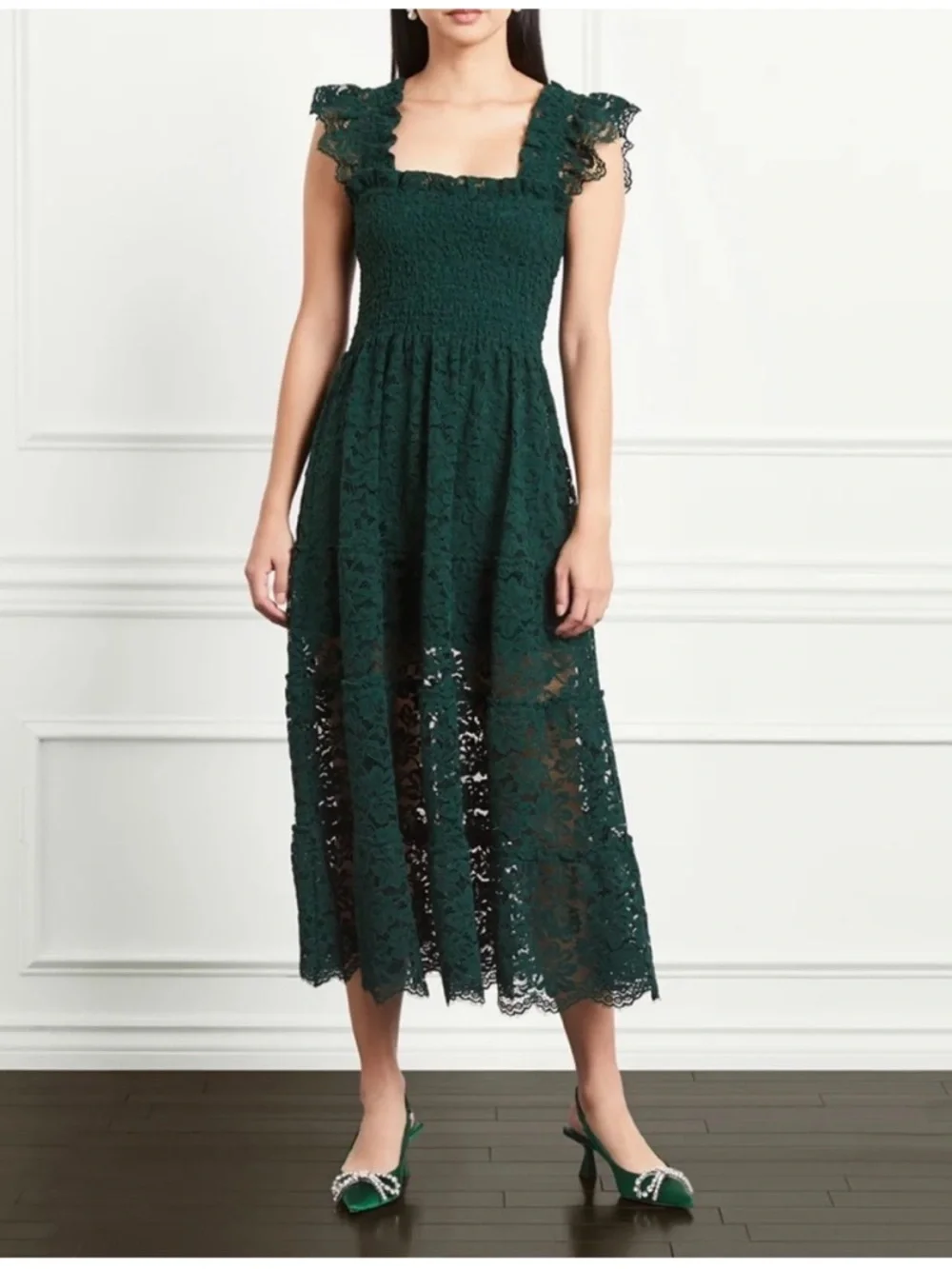 hill house green dress Hill House Green Floral Nap Dress